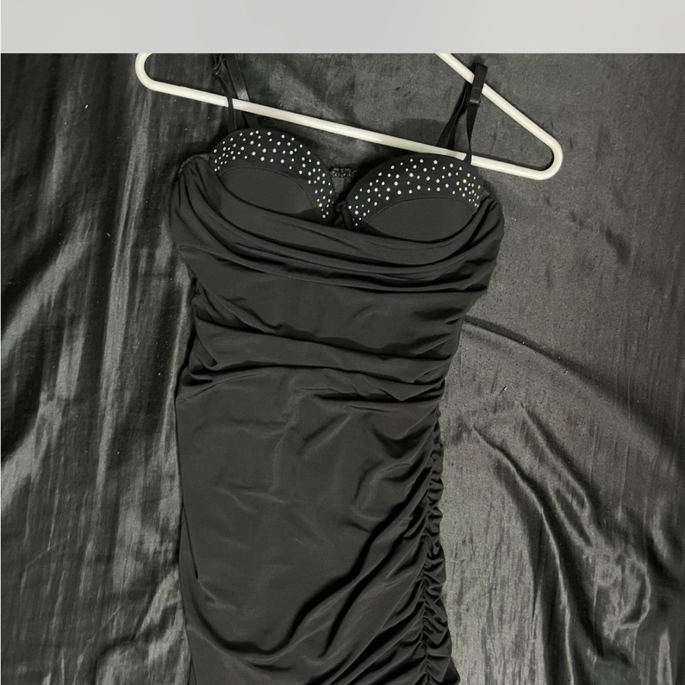 Windsor Black Strapless Dress with Studded Detail